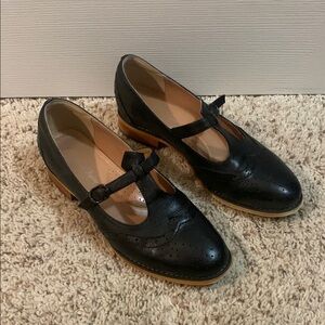 Mona Flying Black Mary Jane Leather Wingtip Oxford Comfort Shoes 0.98 in heel